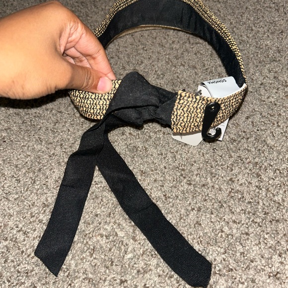 Sonoma Woven Straw Visor with Black Ties - Picture 4 of 5